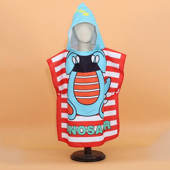 Children Bath Towel Cartoon Printing Kids Beadch Hooded Bath Wrap Poncho Quick-drying