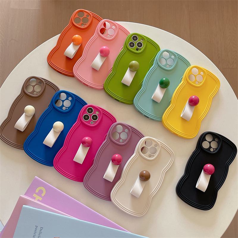 Wave X Silicone Full-Cover Anti-Fall Apple 15ProMax Phone Case with Simple Ring for Summer Joy