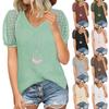 Весенне-летняя женская модная кружевная футболка с короткими рукавами, свободные однотонные футболки