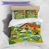 3pcs Duvet Cover Set (1*Duvet Cover + 2*Pillowcase, Without Core), Blue Smurfs Print Bedding Set, Bedroom Decor, All‑Season, Birthday Gift