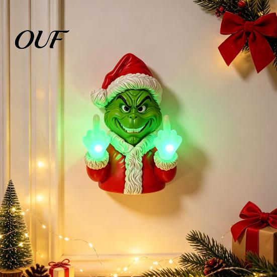 Battery Operated Desk Lamps Christmas LED Wall Decor, Funny Middle Finger Lighted Sculpture, Creative Atmosphere Lights Holiday Decoration for