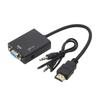 New 1×Black HDMI To VGA Converter With 3.5mm Audio Cable Video Output Adapter PC DVD