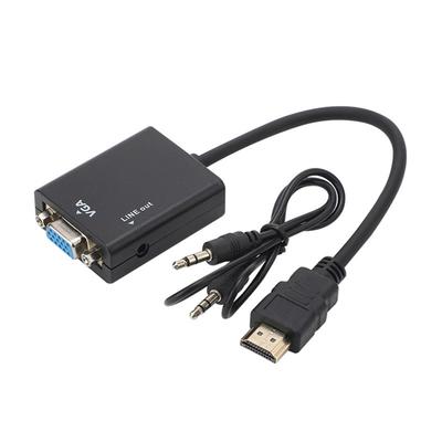 Новый 1×Черный конвертер HDMI в VGA с аудиокабелем 3,5 мм Видеовыходной адаптер ПК DVD