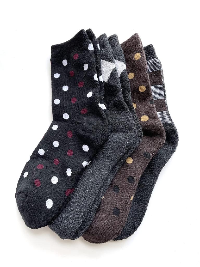 EM Wear Japan Warm Monochrome Pile Socks for Thick Cotton Sizes Set of 4 C32 Women's Fall/Winter, Blend, 23-25cm, (Colors Available)