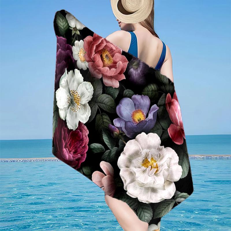 Stained Glass Peonies Beach Towel, Super Soft Microfiber, Gift for Her/Him, Birthday, for Pool, Beach, Travel, Home Decor Fan gifts