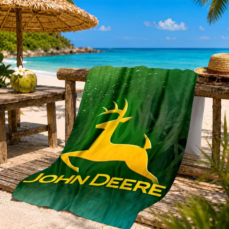 Пляжное полотенце с логотипом John Deere, Быстросохнущее, Легко ухаживать, Подходит как для фитнеса, так и для пляжного отдыха, Спортивный аксессуар