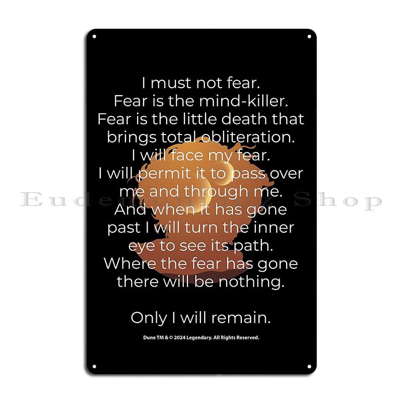 DORA Tin Sign Fear Is The Mind Killer Dune Litany Poster Metal Plaque Funny Wall Decor Cave Pub The Mind Killer Dune Litany Tin Sign Poster