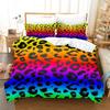 Three-Piece 3D Printed Leopard Print Leather Print Bedding Colorful Gradual Change Leopard Print Duvet Cover