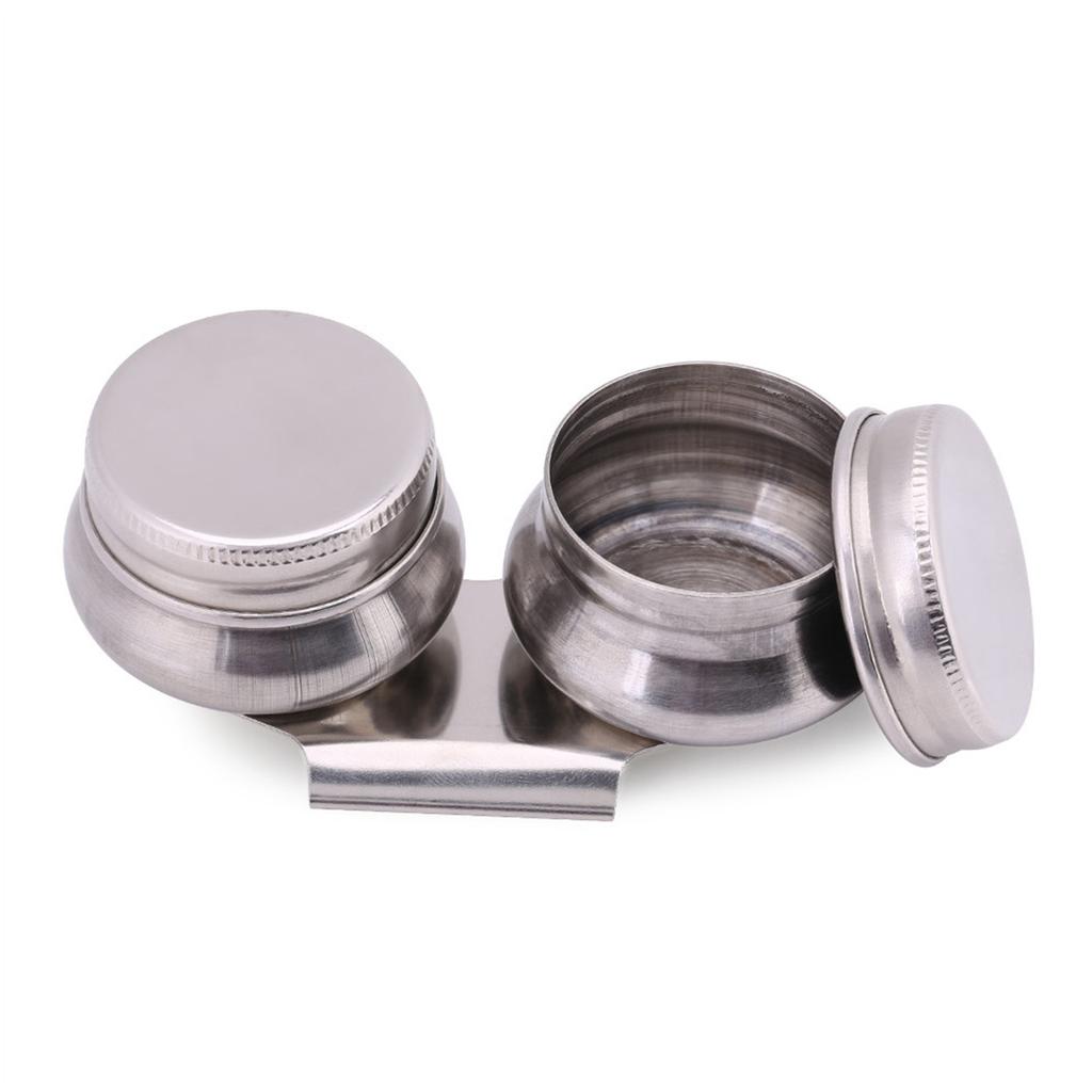 Stainless Steel Large Double Palette Cup Oil Paint Megilp Turpentine Solvent Container with Lid