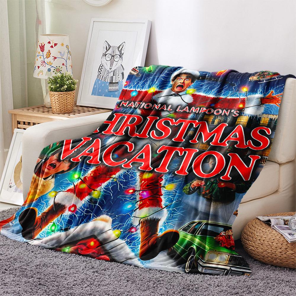 1PC Crazy Christmas Vacation Print FlAannel Blanket, High quality Comfortable for All Seasons, Home Decor, Warmth and Comfort