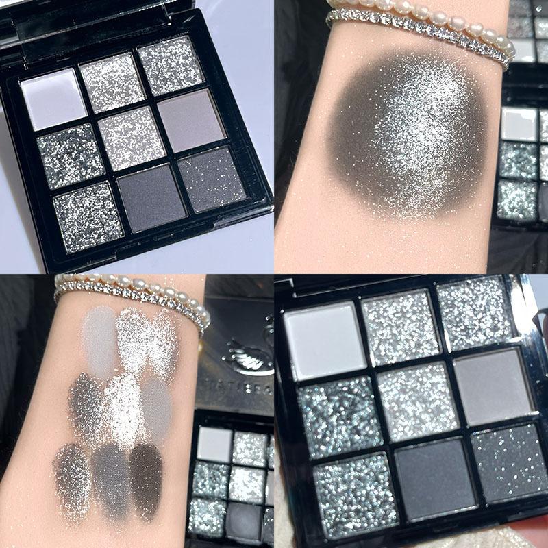 9 цветов Punk Smokey Eyeshadow Palette Cool Toned Matte Glitter Eye Shadow Makeup Palette Gray Black Eye Pigment Makeup Palette