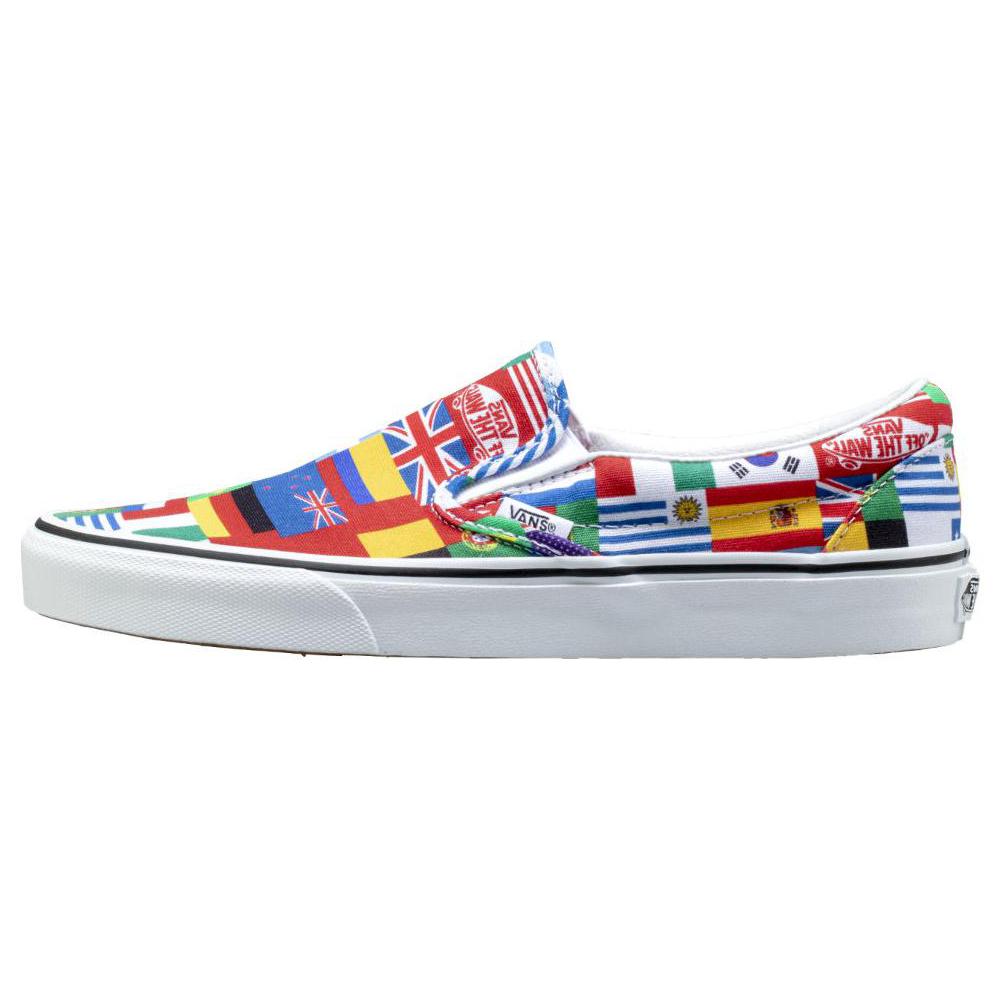 Vans Классические кроссовки унисекс без шнуровки с международными флагами, разноцветные, истинно-белые VN0A38F7RX0