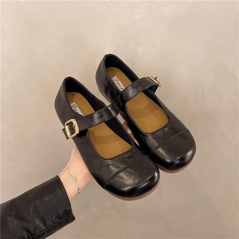 Новые удобные туфли с плоским дном и круглым носком, весна 2025 г., повседневная обувь в корейском стиле в стиле ретро, туфли Мэри Джейн для женщин