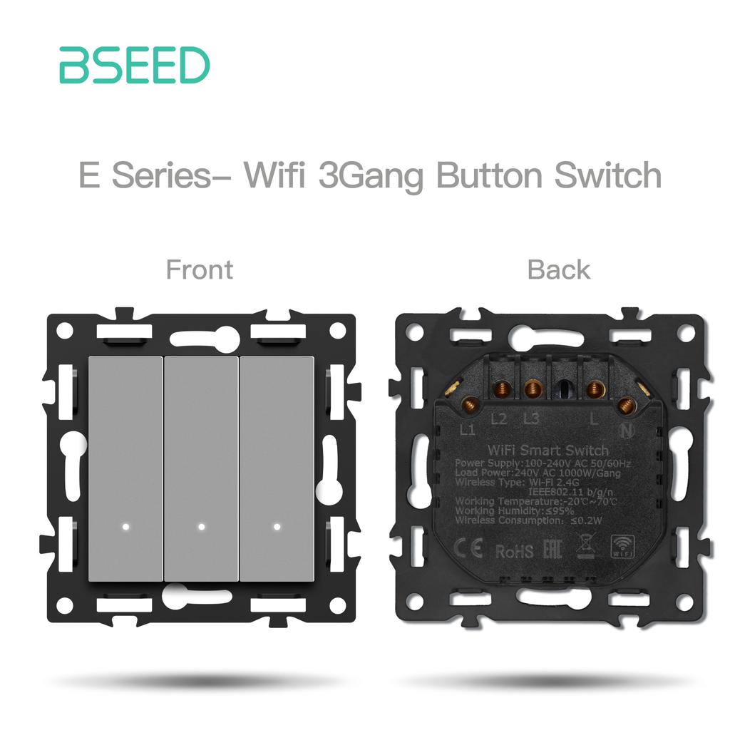 Модули переключателей BSEED WIFI Click Switch, детали для умных выключателей света, белая стеклянная рамка, комбинированные настенные розетки для самостоятельной сборки, USB-зарядный ключ, серия E.