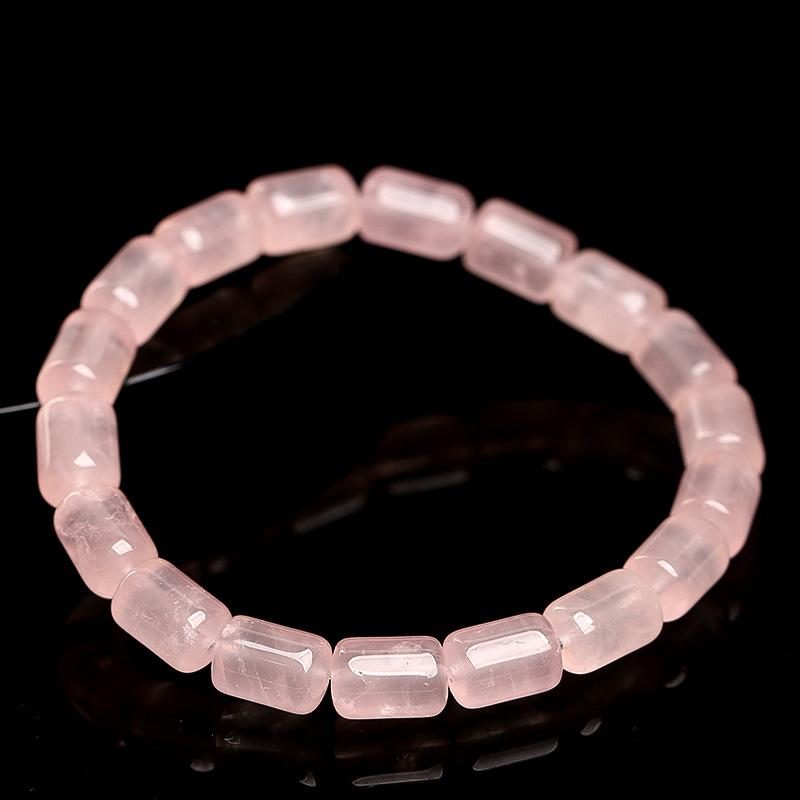 Браслет из натурального агата грейпфрутового цвета Hongchu Crystal, бусины-бочонки, Браслет с ледяно-грейпфрутовыми и ма-розовыми бусинами-бочонками