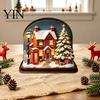 Christmas Tree Decor Glowing House Ornament, LED Wooden Tabletop for Party Hanging Ornaments Holiday Village Display, Light Up Supplies Ornament Sets