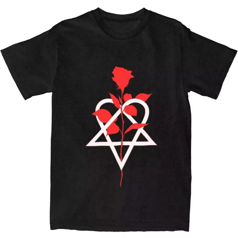 Хип-хоп Рок Футболка Он Группа Ville Valo Heartagram Любовь Металл Футболка Летняя Повседневная Уличная Одежда Принт Хлопок Короткий Рукав Унисекс