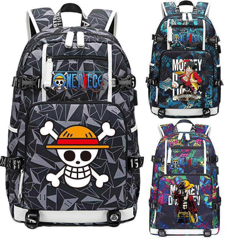ONE PIECE Luffy School Bag Animation Peripheral Large Capacity Lightweight Backpack Junior High School Backpack Travel Bag