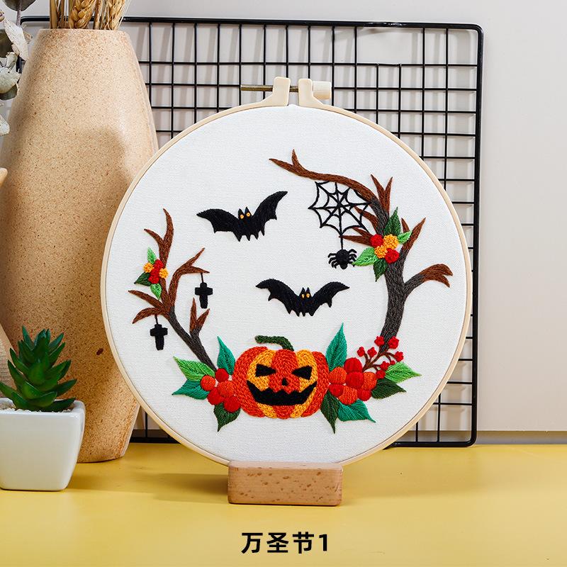 Diy Handmade Embroidery Material Package, Halloween Pumpkin Bat Ghost European And American Festivals Christmas