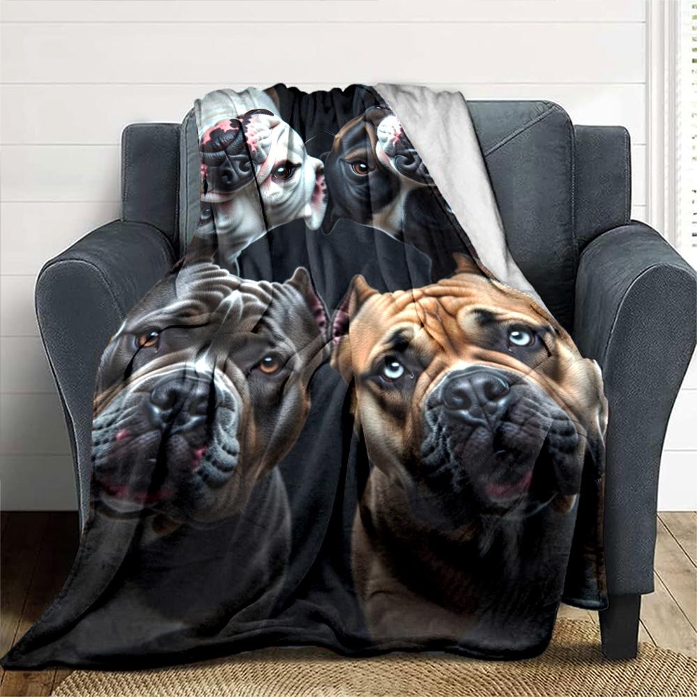 Bull Terrier Print Flannel Blanket High Quality Warm Comfortable Cover for All Seasons Perfect for Gifts Home Decor
