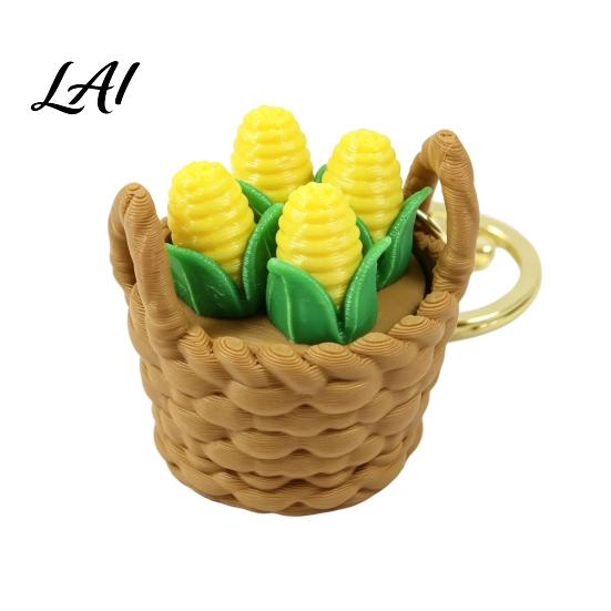 Calming Toys for Focus 3D Printed Mini Vegetable Basket Keychain Cute Simulated Pendant Creative PLA Fidgets Portable Stress Relief Clicker