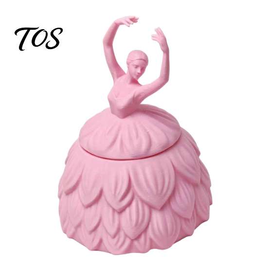 Jewelry Organizer for Girls 3D Printed Ballerina Box with Lid, Decorative Trinket Storage Jar PLA Case Rings Earrings, Elegant Ballet Dancer