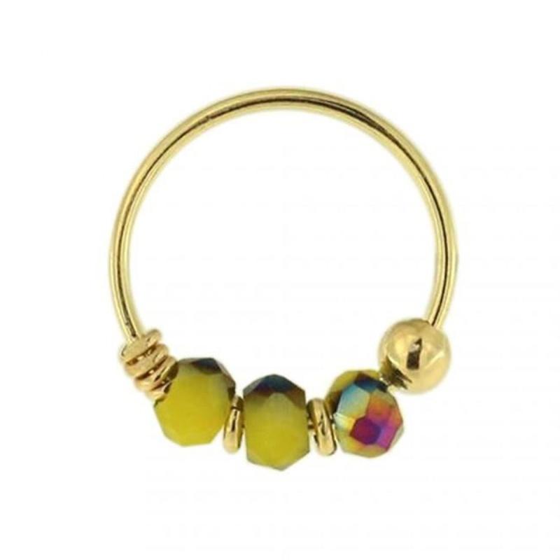KODY PIERCING Пирсинг из 9-каратного золота с разноцветными фарфоровыми бусинами, кольцо в носу - качественный пирсинг