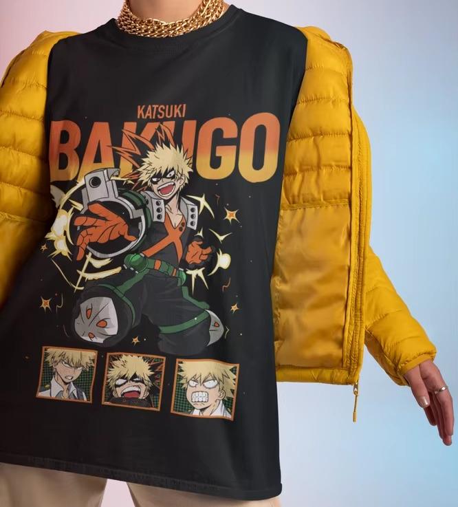 My Hero Academia Katsuki Bakugo TShirt Explosion Hero Anime Print Oversized Cotton Streetwear Tee For Fans