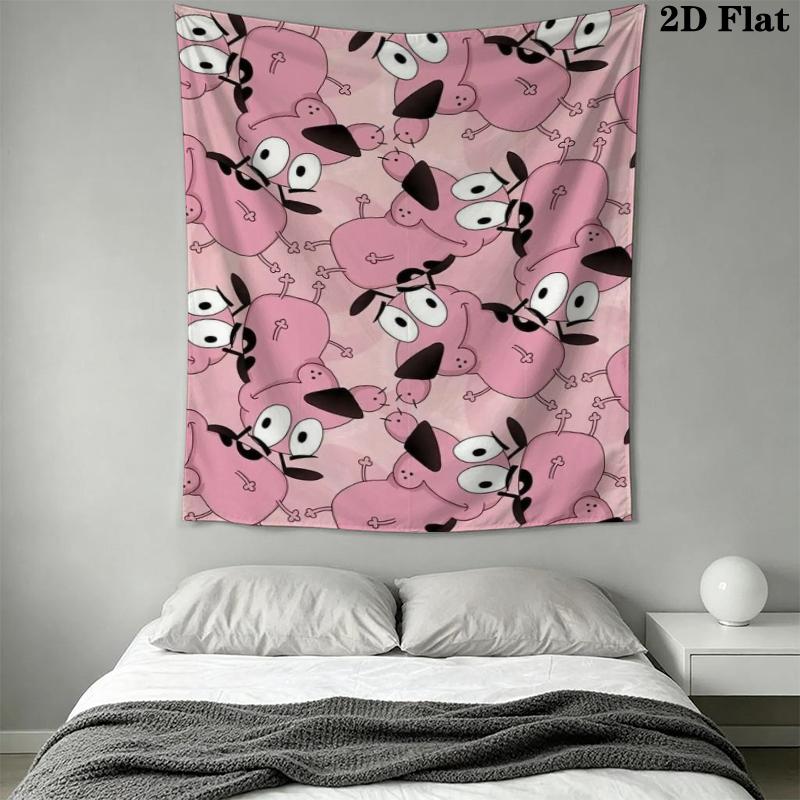 Courage Dog Wall Tapestry Aesthetic Wall Hanging Printed Fabric Blanket Decorative Tapestries for Bedroom Living Room Home Decor