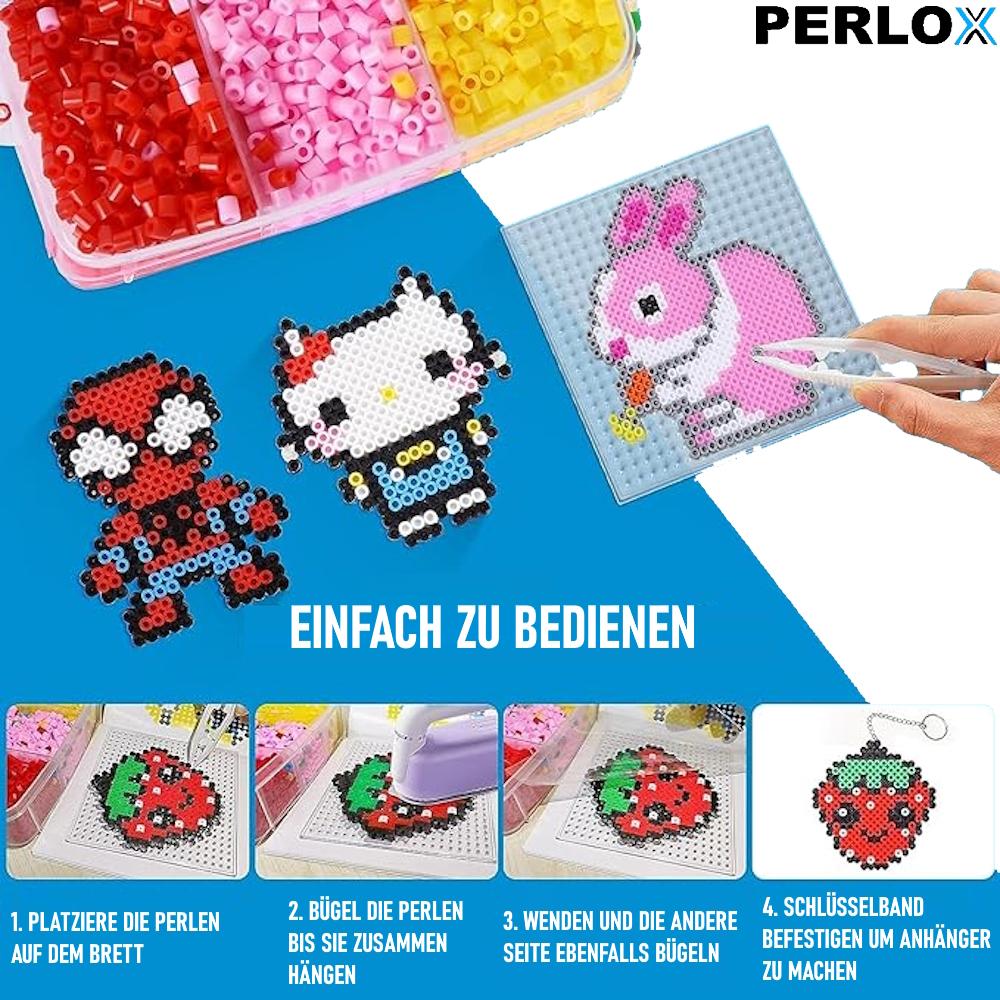 PERLOX Термоприклеиваемые бусины XXL Набор шаблонов 10 цветов Бусины для перфорированных досок