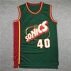Мужская баскетбольная майка в стиле Seattle SuperSonics 20 35 40 Сшитая командная спортивная рубашка Одежда для тренировочных игр