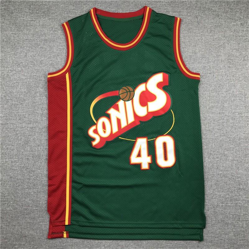 Мужская баскетбольная майка в стиле Seattle SuperSonics 20 35 40 Сшитая командная спортивная рубашка Одежда для тренировочных игр