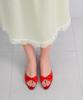 2Comm Larry Silk Ribbon Wedge Mules_Red
