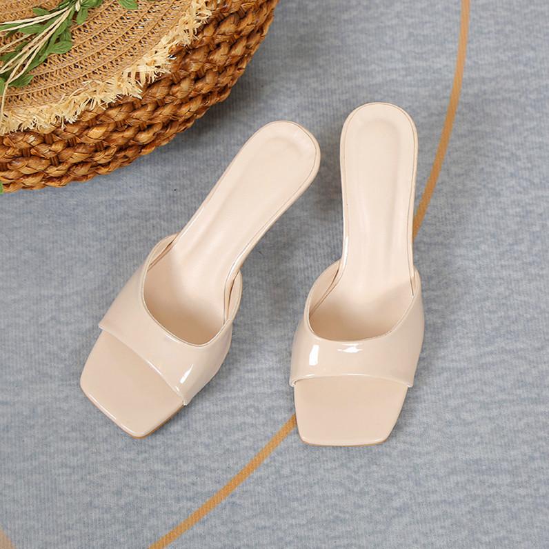 Модные босоножки с квадратным носком, тонким каблуком и открытым носком, женские летние шлепанцы большого размера
