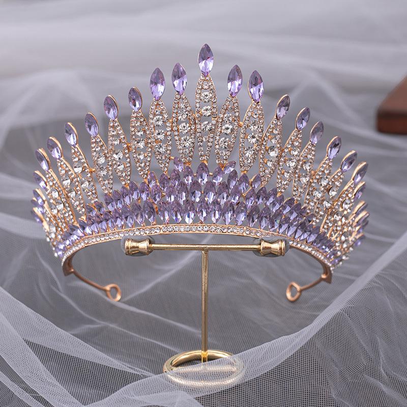 DIEZI Korean Luxury Multicolor Crystal Tiara Crown For Women Wedding Fashion Bridal Queen Rhinestone Hair Accessories Headbands