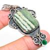Полосатый зеленый опал, диопсид, серебро 925 пробы, подарочная подвеска 2,72 дюйма D2f07