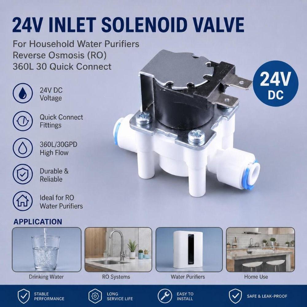 DC 24V Electromagnetic Valve Fast Response RO Solenoid Valve Water Purifier Valve  Water Filters