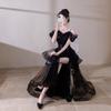 Black evening dress 1011 new banquet host sequined fishtail skirt light luxury niche bar mitzvah catwalk dress