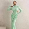 Женское однотонное длинное облегающее сексуальное платье с высоким воротником и открытой спиной, летнее 2025