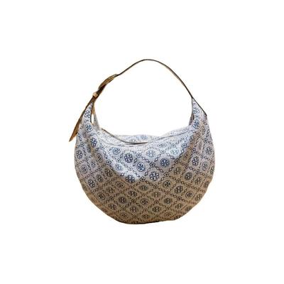 Джинсовая сумка-полумесяц с жаккардовым узором T Monogram Женская сумка через плечо Пудрово-синий 181549-400