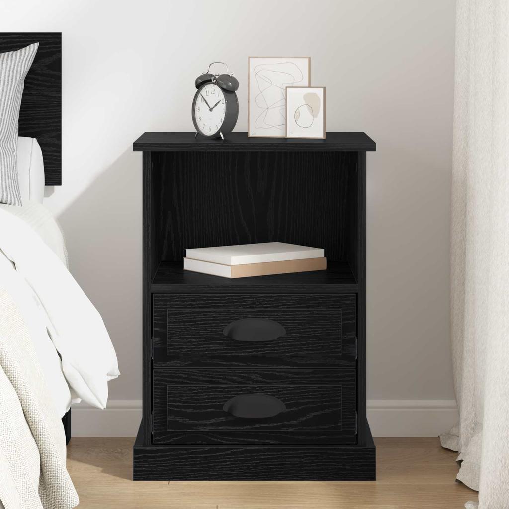 Nightstand Black Oak Effect 36 x 43 x 60 cm Particleboard