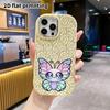 Phone case: 2D flat design suitable for iPhone 18 17 16 15 14 13 Pro protective case, couple style, glitter butterfly, Christmas and Halloween gift