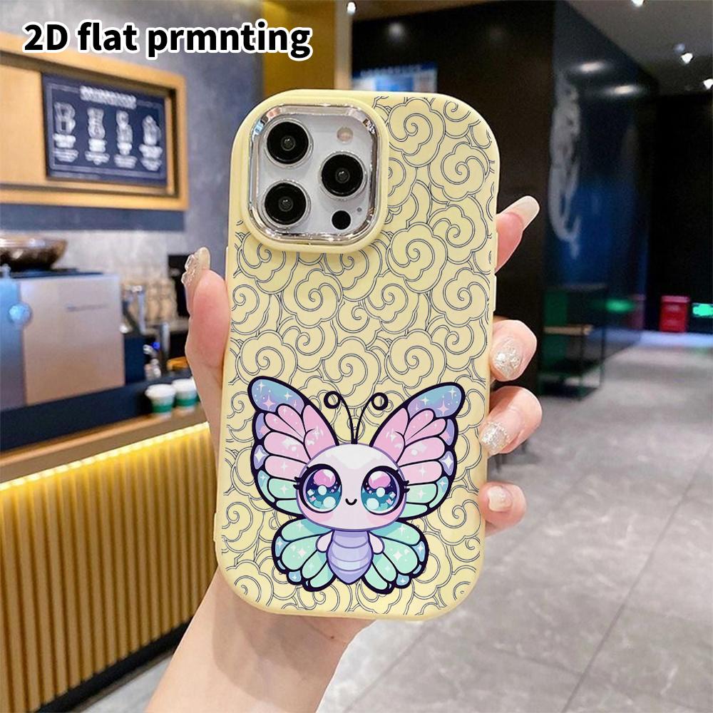 Phone case: 2D flat design suitable for iPhone 18 17 16 15 14 13 Pro protective case, couple style, glitter butterfly, Christmas and Halloween gift