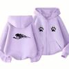Children's Hoodie 3-12 Years Girl Boy Zip Up Cardigan Tops Cougar Print Pattern Pink Black Autumn Long Sleeve Clothing New