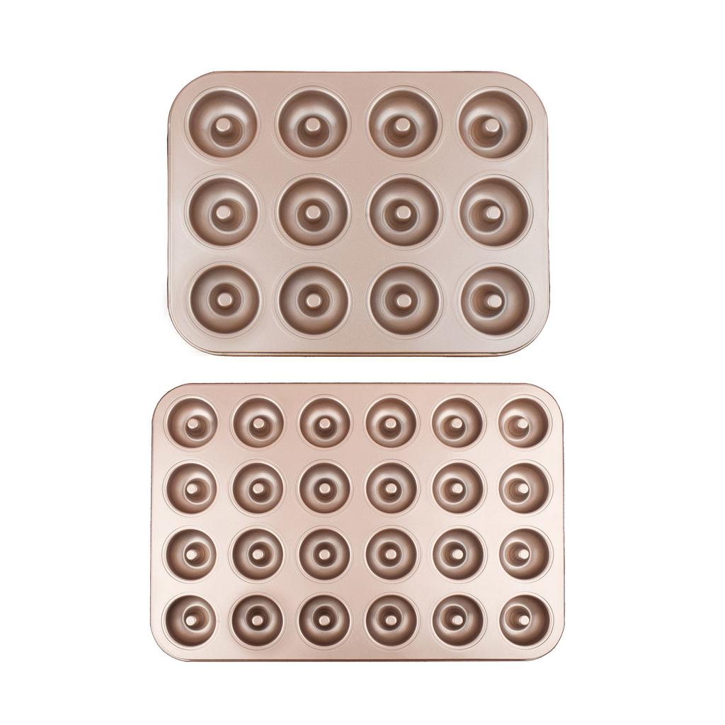 12/24 Cavity Doughnut Baking Pan Nonstick Cake Baking Pan Carbon Steel Mini Donut Mold Doughnut Bakeware Tray Durable