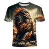 Летняя мужская свободная футболка больших размеров с 3D-принтом с изображением древнего мифического животного, персонализированная, модная, дышащая рубашка с короткими рукавами