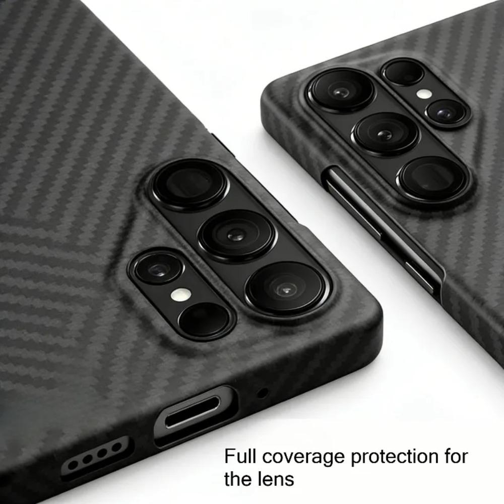 For Samsung S26 Ultra Thin Carbon Fiber Texture for Magsafe Case for S25 S24 Plus S23 Metal Lens Protector Skin Feel PC Cover