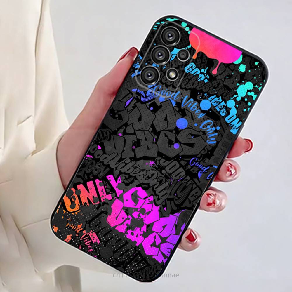 Чехол для телефона с граффити для Samsung Galaxy A13, 21s, 22, 31, 32, 52, 53, 71, 80, A91, Мягкий черный корпус