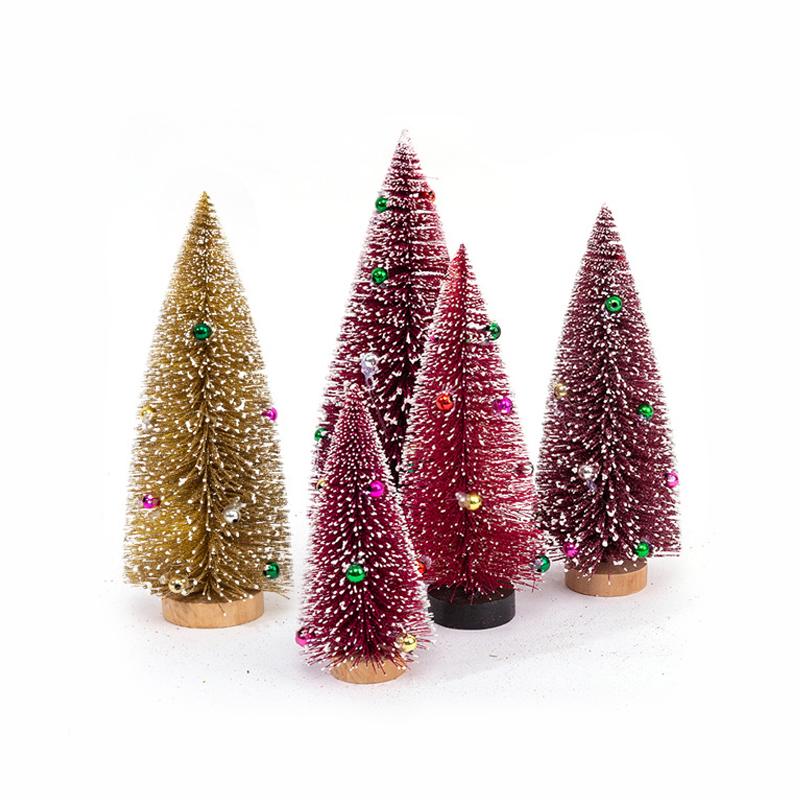 Desktop Decoration Small Pine Tree Snow Frost Colorful Pine Needle Powdered Mini Christmas Tree