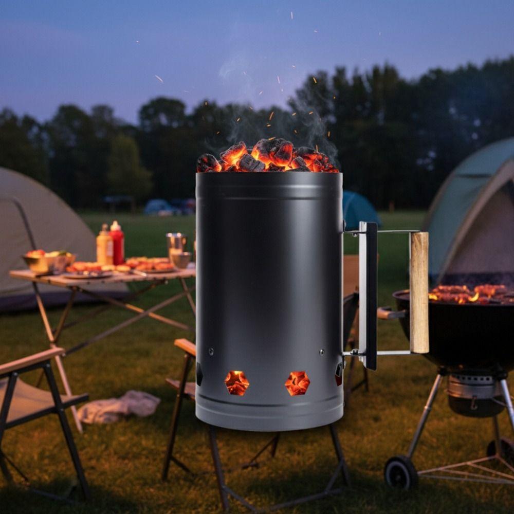 With Handle BBQ Carbon Barrel Stainless Steel Barbecue Stove Ignition Cylinder Outdoor